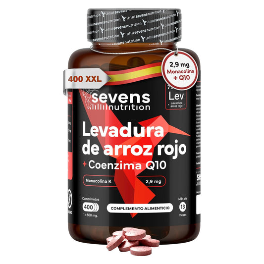 Levadura de Arroz Rojo con Monacolina K y CoQ10 Sevens Nutrition 400 cápsulas
