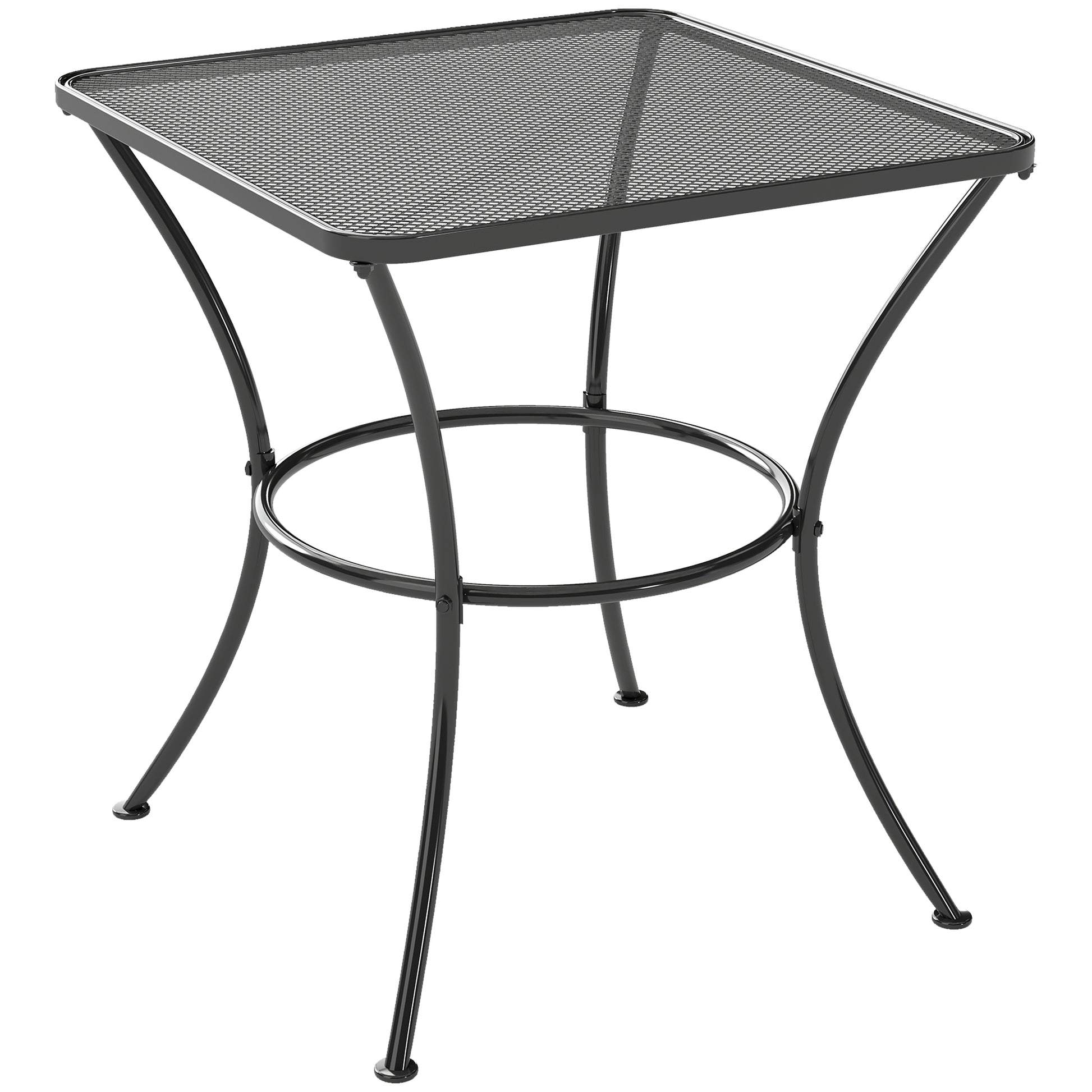 Outsunny Mesa De Jardín Cuadrada De Metal Para Terraza Balcón 45x45x50 Cm Negro_0