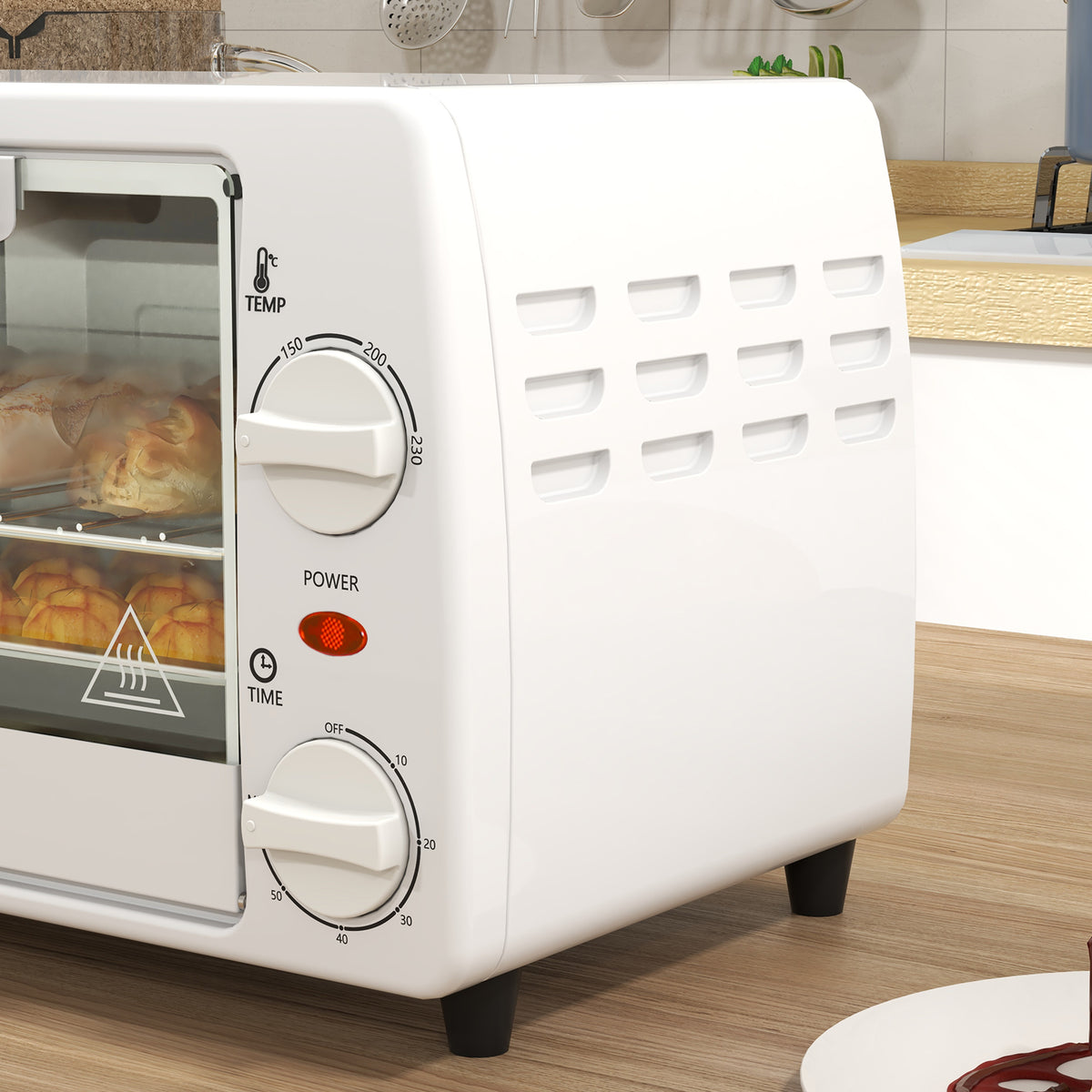 Homcom Horno Eléctrico Sobremesa 10 Litros 750w 36,5x26x22 Cm Blanco_4