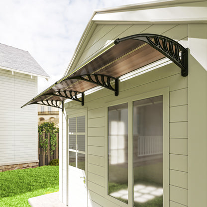 Marquesina Exterior Policarbonato Outsunny 300x96x27 Cm Marrón_4