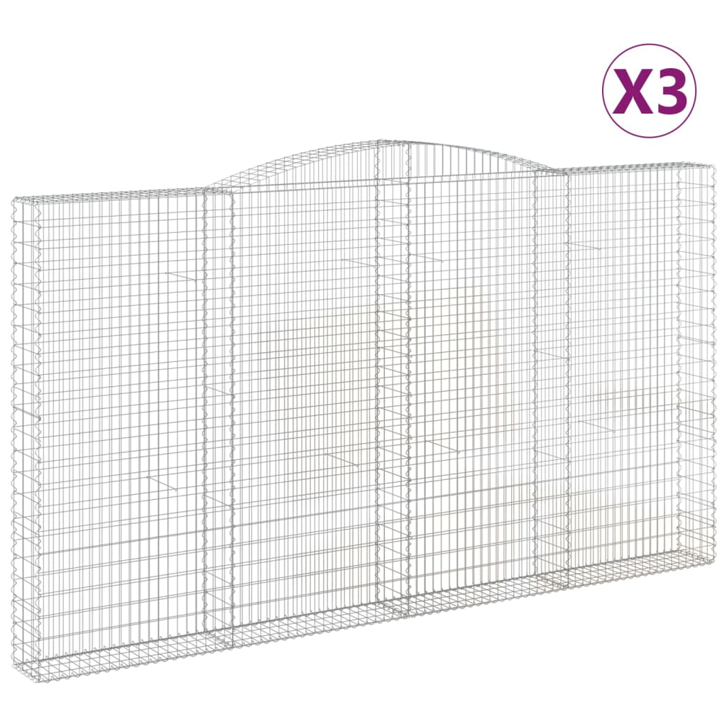 Cestas De Gaviones 3 Uds Forma De Arco Hierro 400x30x220/240 Cm_0