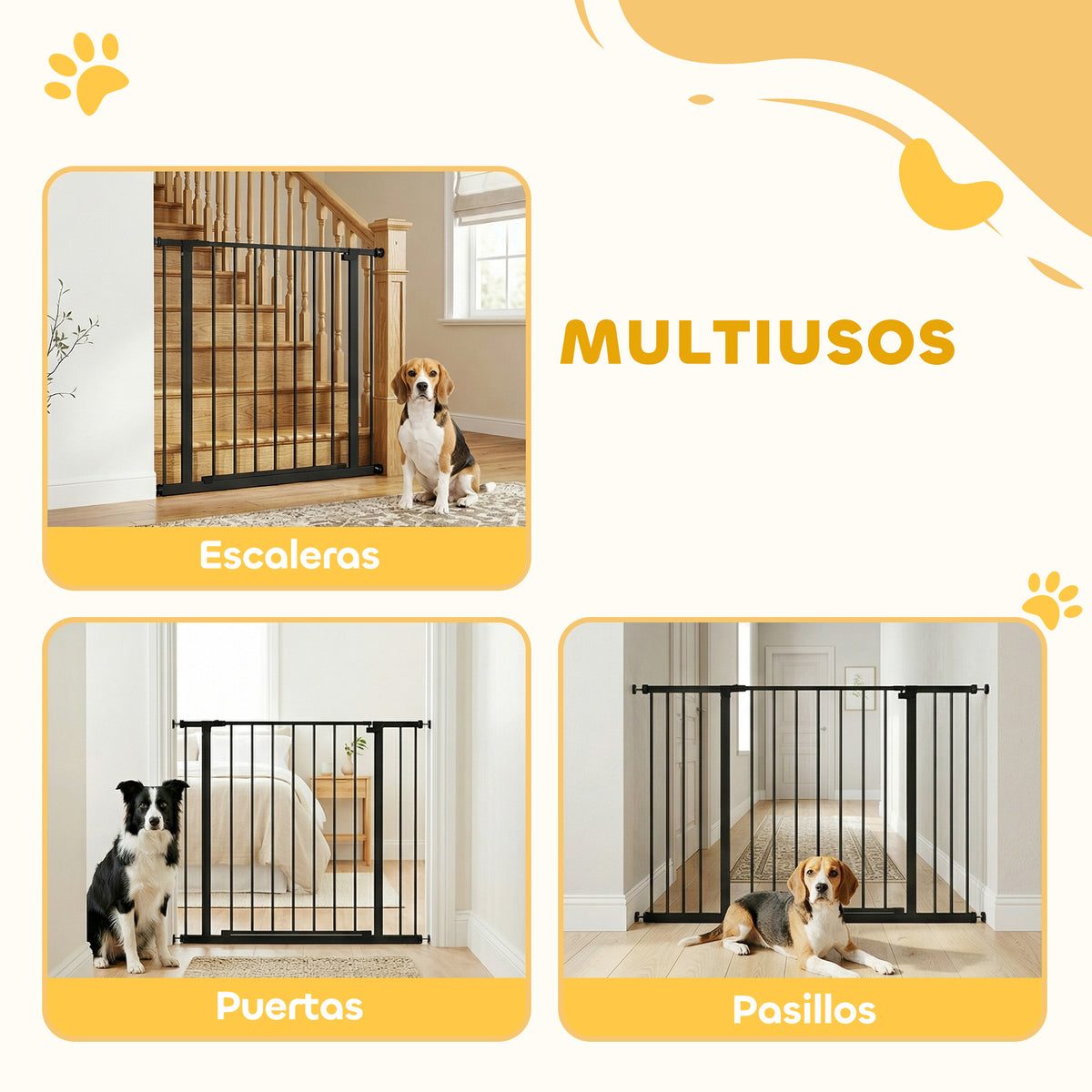 Pawhut Barrera De Seguridad Extensible Puertas Escaleras Metálica Para Perros_4