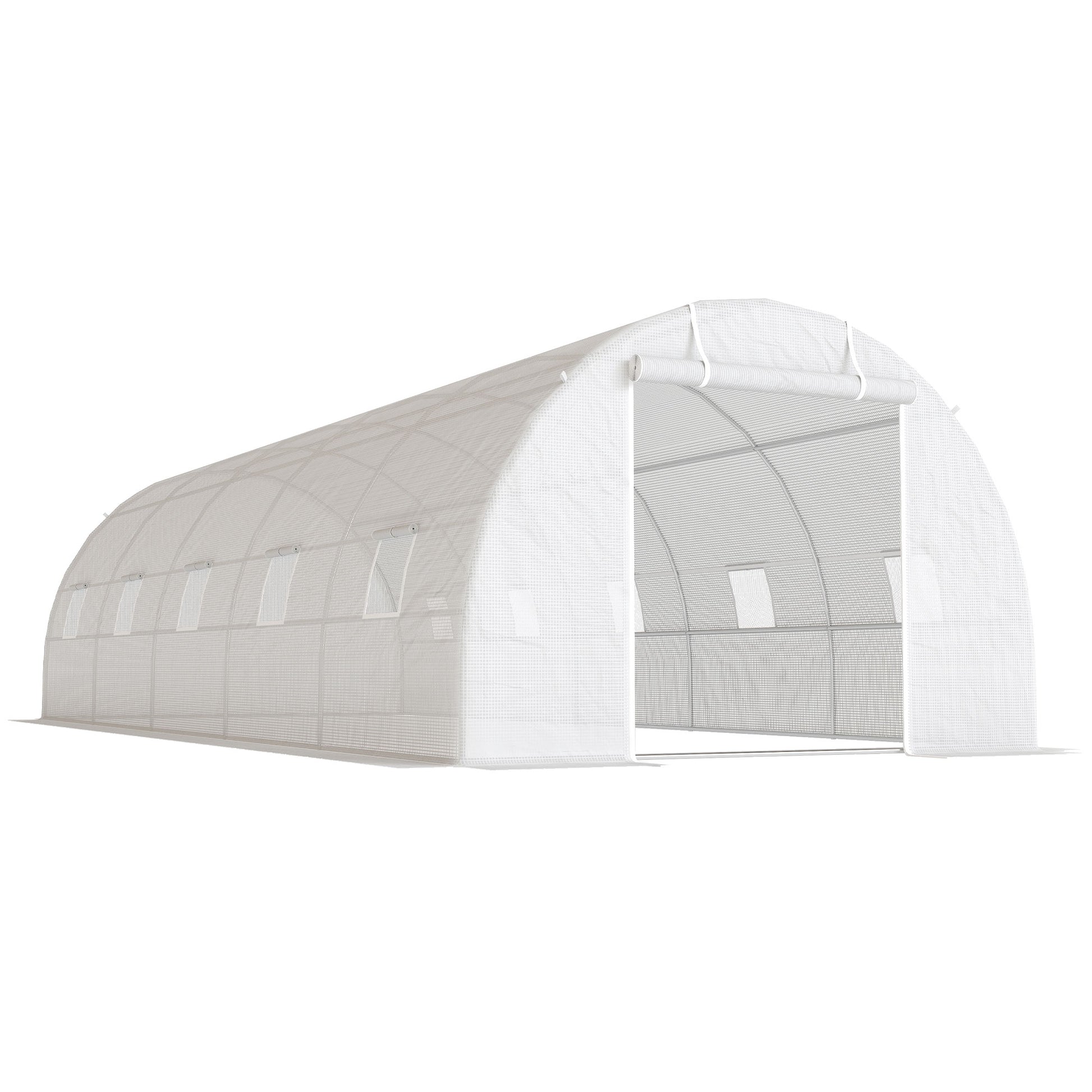 Outsunny Invernadero De Túnel 8x3x2 M Con 12 Ventanas Cubierta Pe Cultivo Blanco_0
