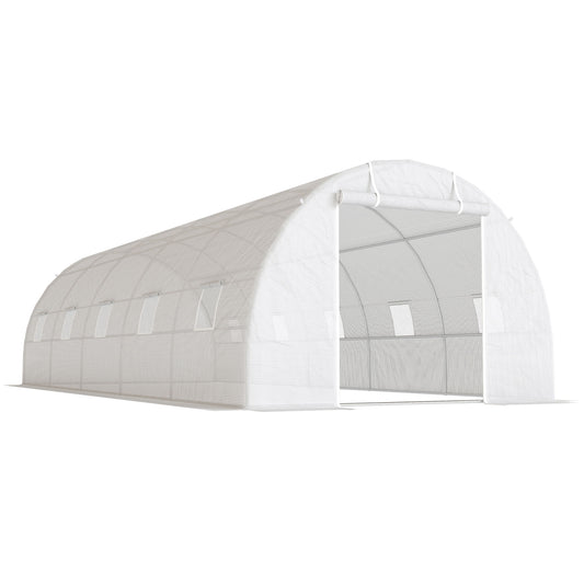 Outsunny Invernadero De Túnel 8x3x2 M Con 12 Ventanas Cubierta Pe Cultivo Blanco_0