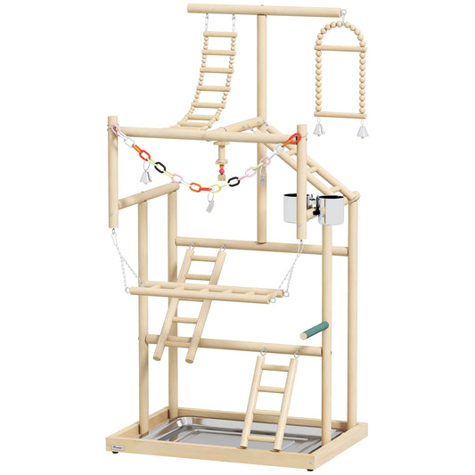 Pawhut Parque De Juegos Para Pájaros Con Escaleras Columpio Cadena Bandeja_0