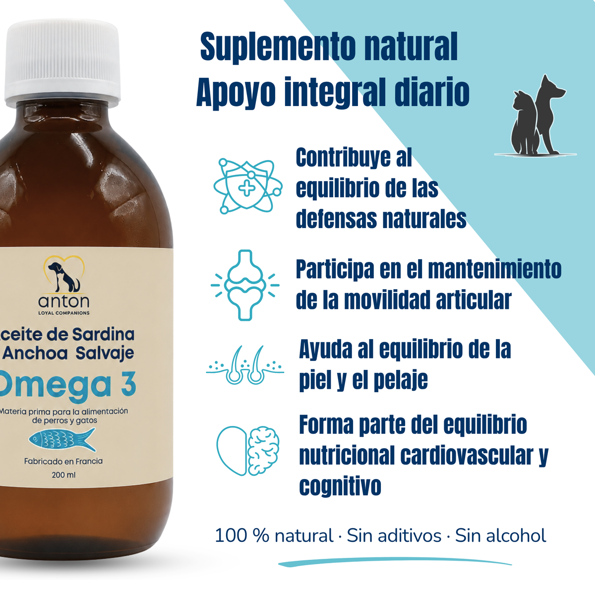 Aceite Omega 3 para perros y gatos – EPA DHA – Sardina y anchoa – 200 ml_2