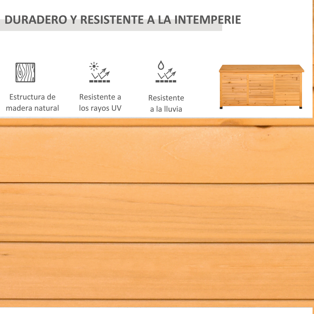 Outsunny Baúl De Madera Exterior Con Tapa Abrible Y Diseño Persiana 127x56x60 Cm_5