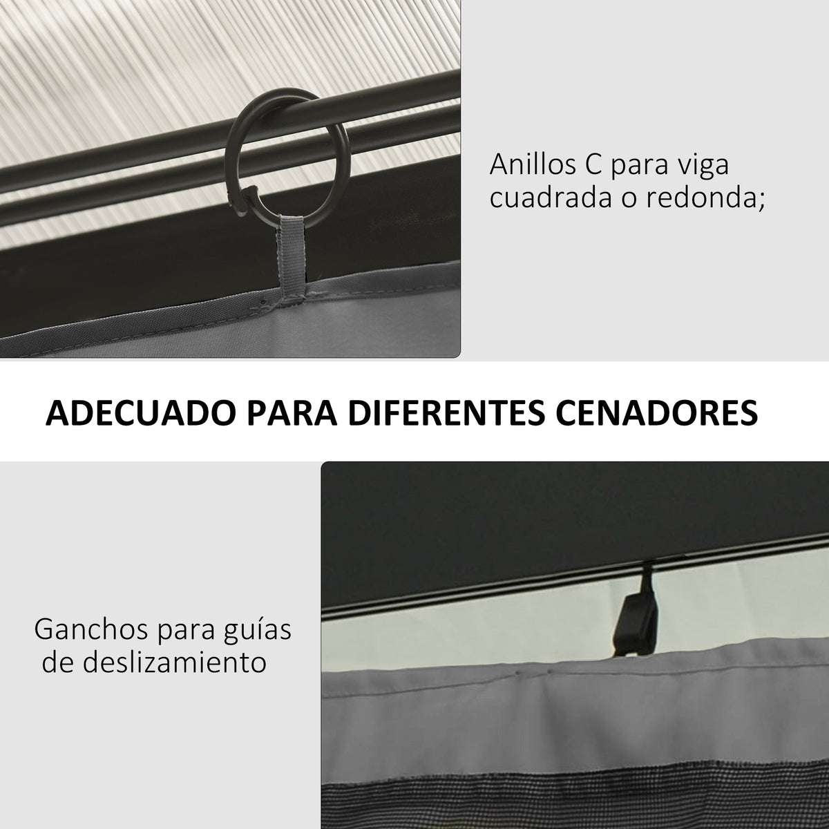 Outsunny 4 Paredes Laterales Para Cenador 3x2 M Sin Ventanas Gris Claro_5