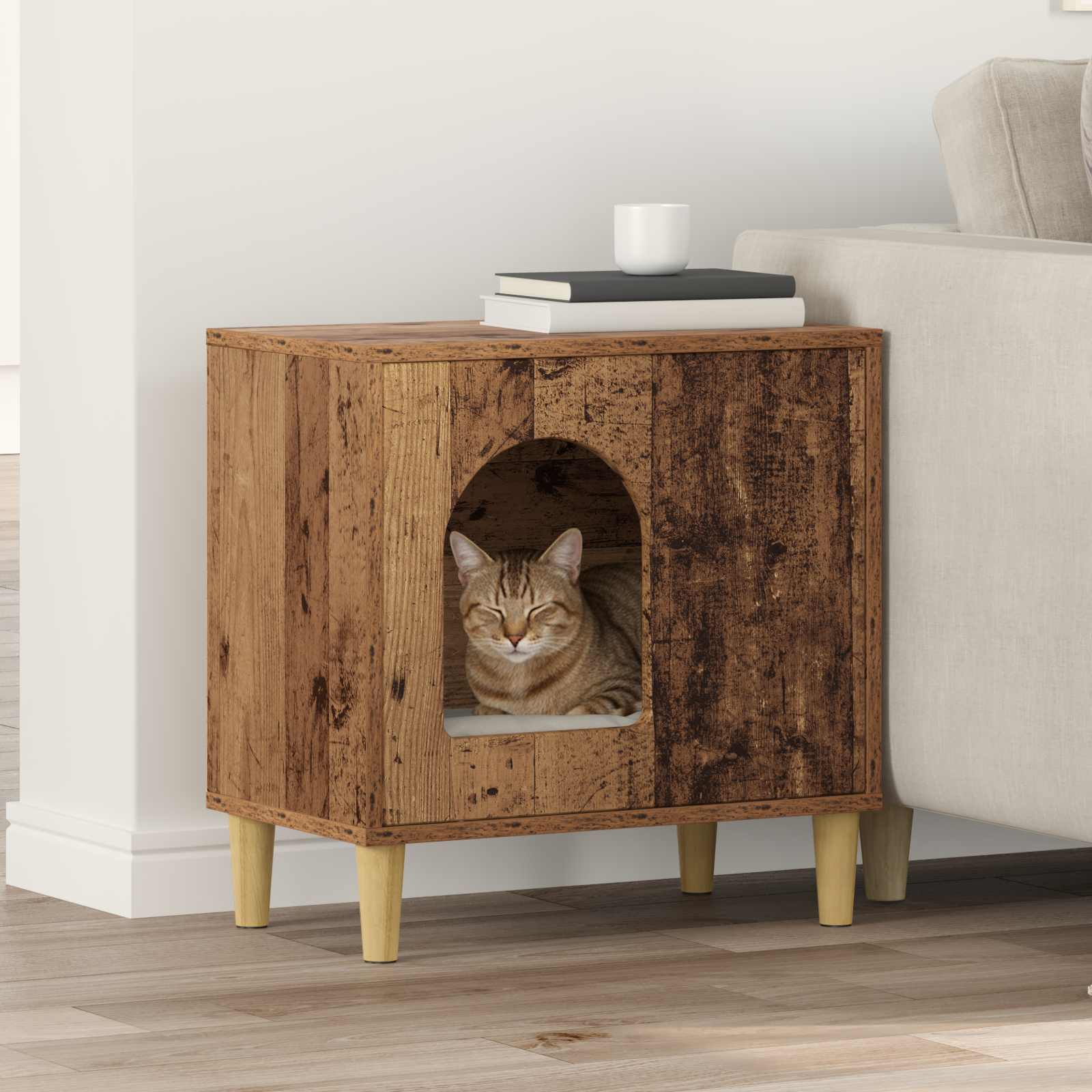 Casa Para Gatos Madera Vieja 51 X 30 X 52 Cm_1