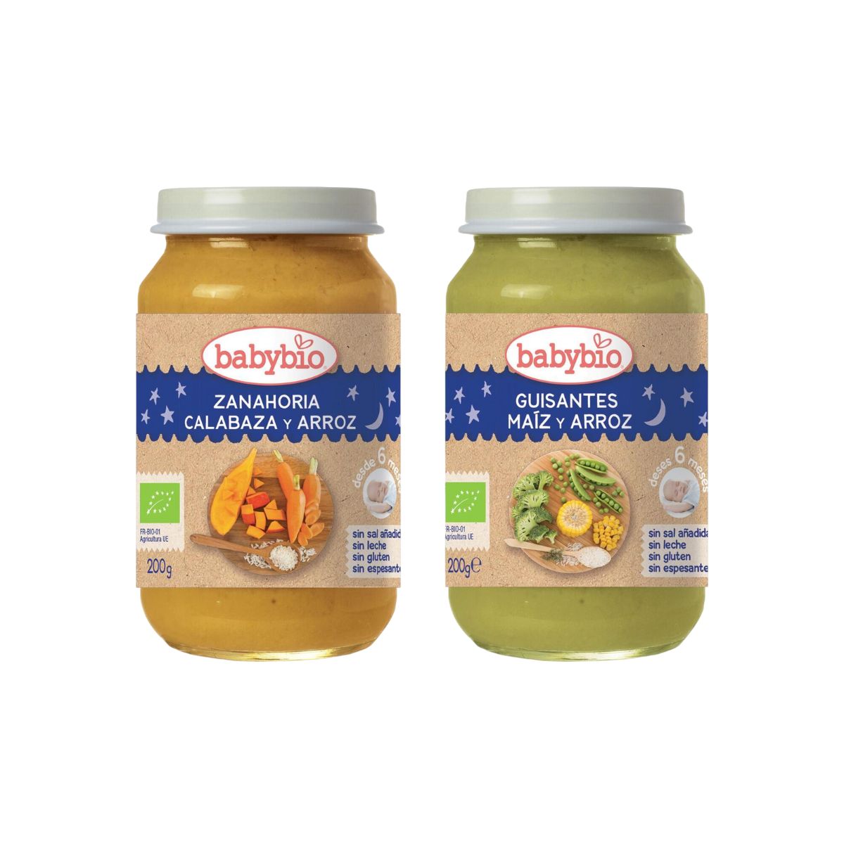 Pack Tarritos Buenas Noches Bio Verduras y Cereales Babybio 2 uds de 200 g