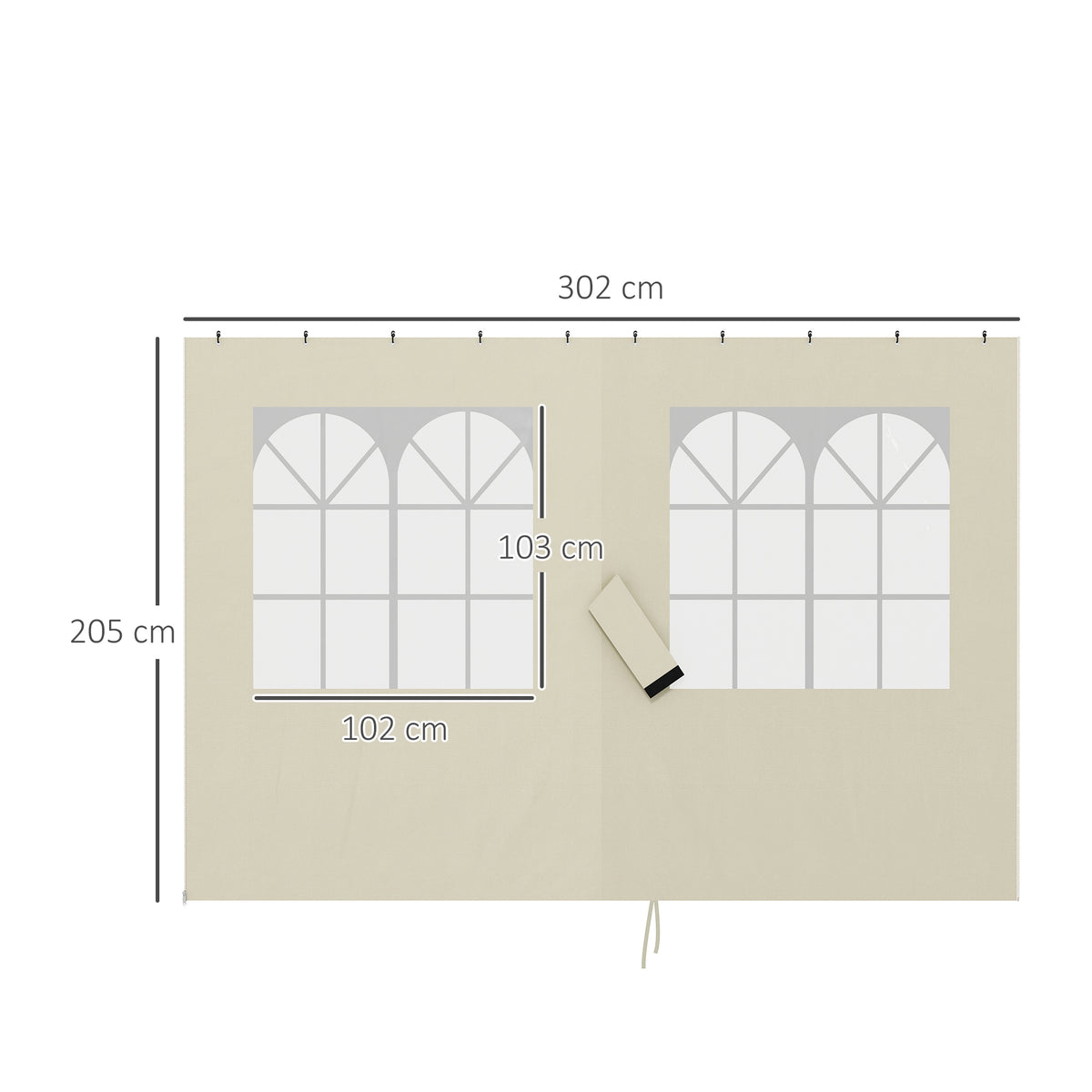 Outsunny 4 Paredes Laterales Para Cenador 3x3 M Con 8 Ventanas Crema_2