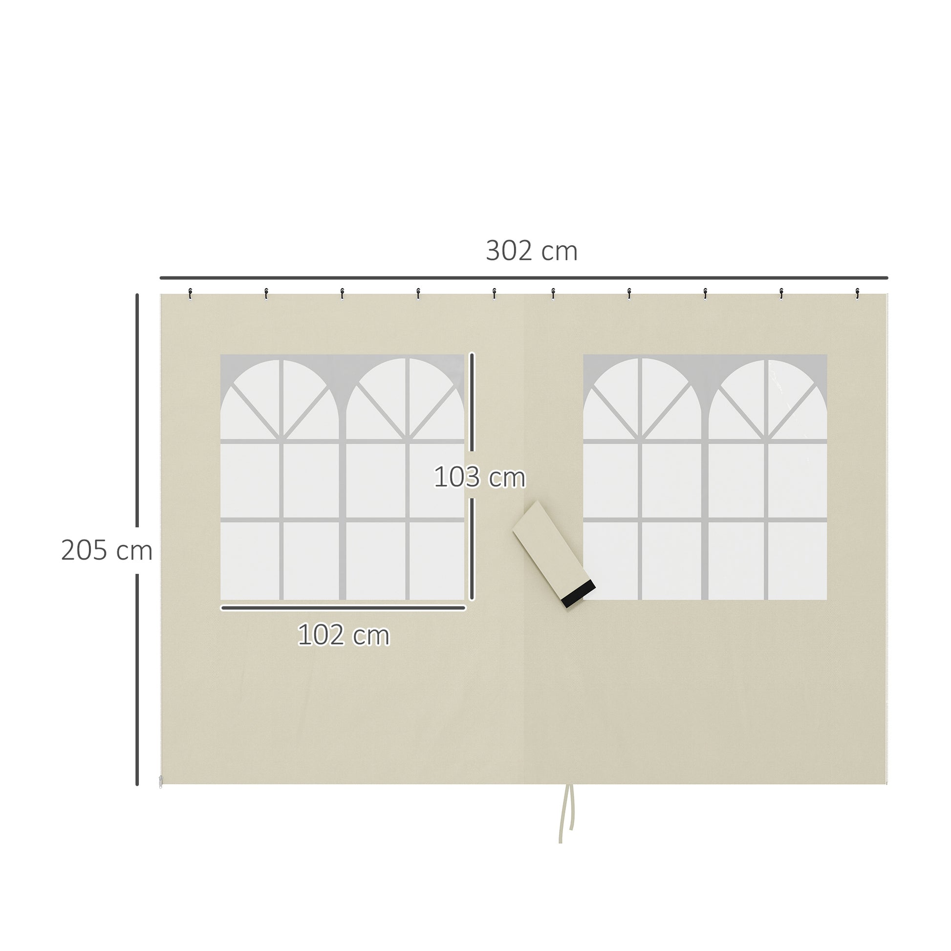 Outsunny 4 Paredes Laterales Para Cenador 3x3 M Con 8 Ventanas Crema_2