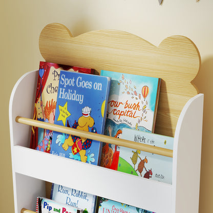 Estante De Livros Para Crianças Aiyaplay Mdf E Madeira De Pinho Madeira E Branco 55x15x110 Cm 311-095v80nd_4
