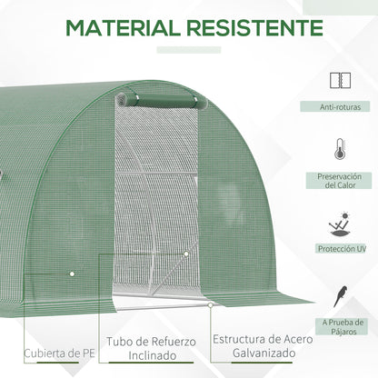 Invernadero De Túnel Outsunny Pe, Acero Galvanizado Verde 450x300x200 Cm_3