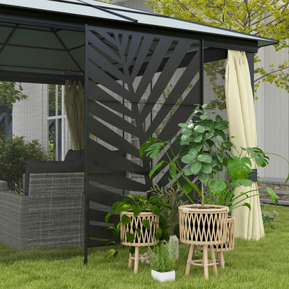 Outsunny Biombo Para Exterior De 3 Piezas Con Diseño De Hoja De Plátano Negro_4