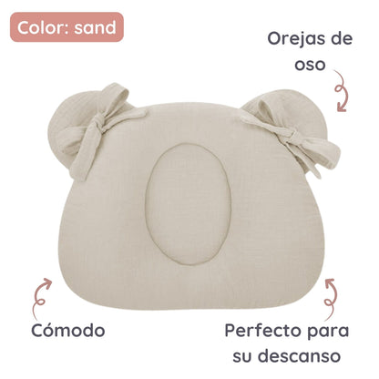 Almohada Cojin Plagiocefalia Bebés Muselina Sand_2