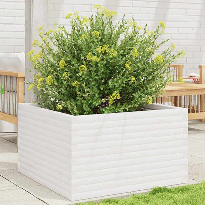 Jardinera De Madera Maciza De Pino Blanca 80x80x46 Cm_1
