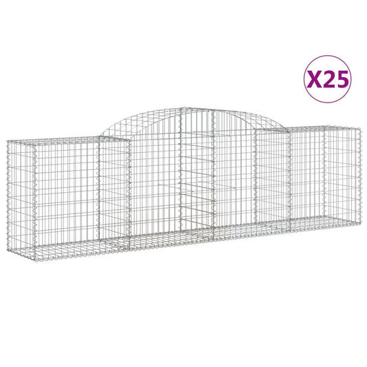 Cestas De Gaviones 25 Uds Forma De Arco Hierro 300x50x80/100 Cm_0