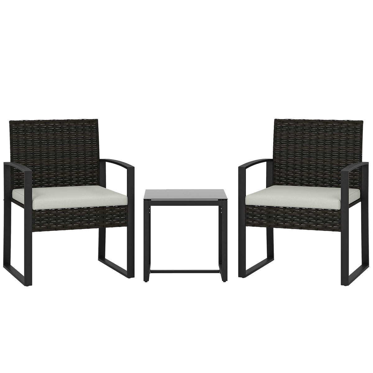 Outsunny Muebles De Jardín Con 2 Sillas Con Cojines Lavables Y Mesa De Vidrio_0