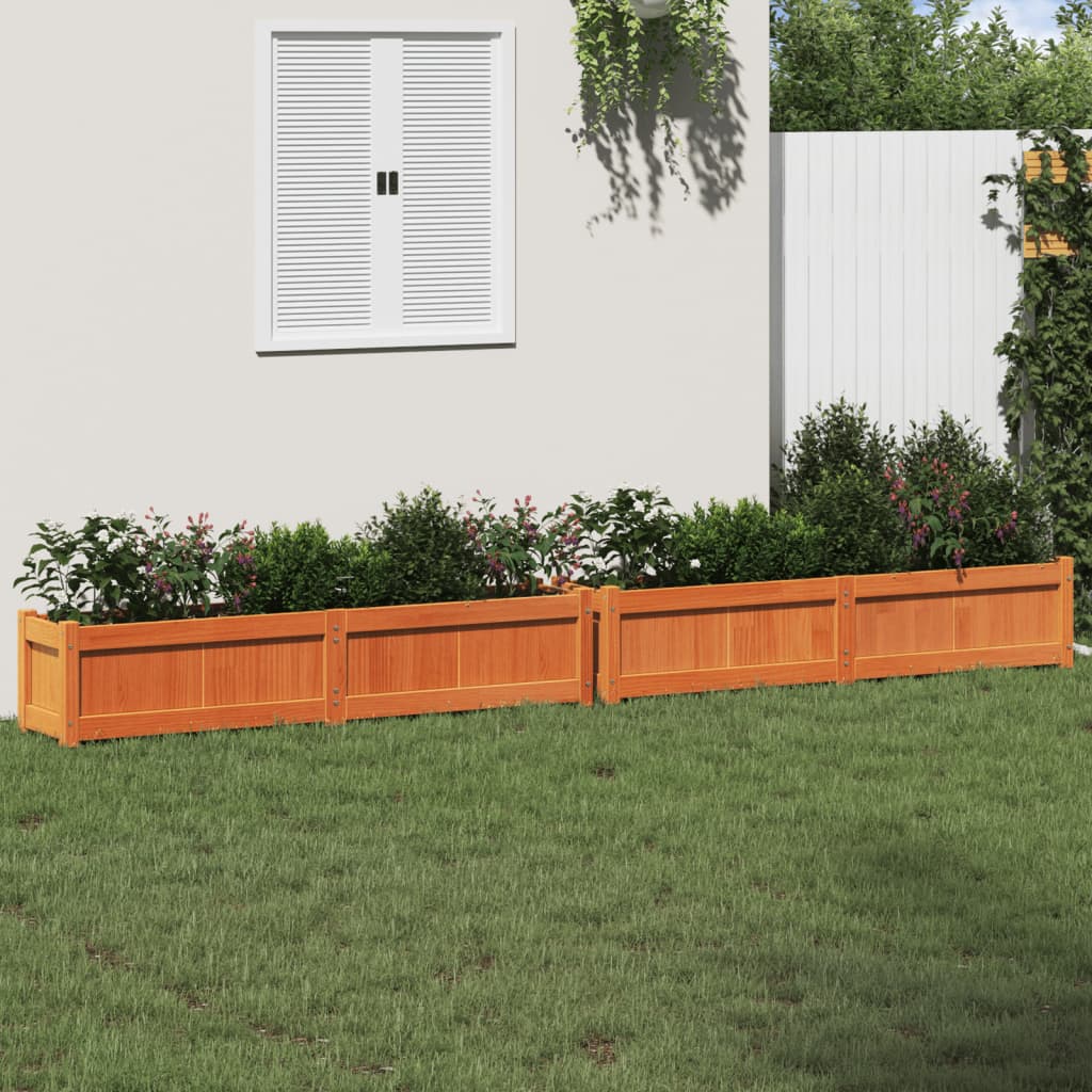Jardineras De Exterior 2 Uds Madera Maciza De Pino Marrón Cera_1