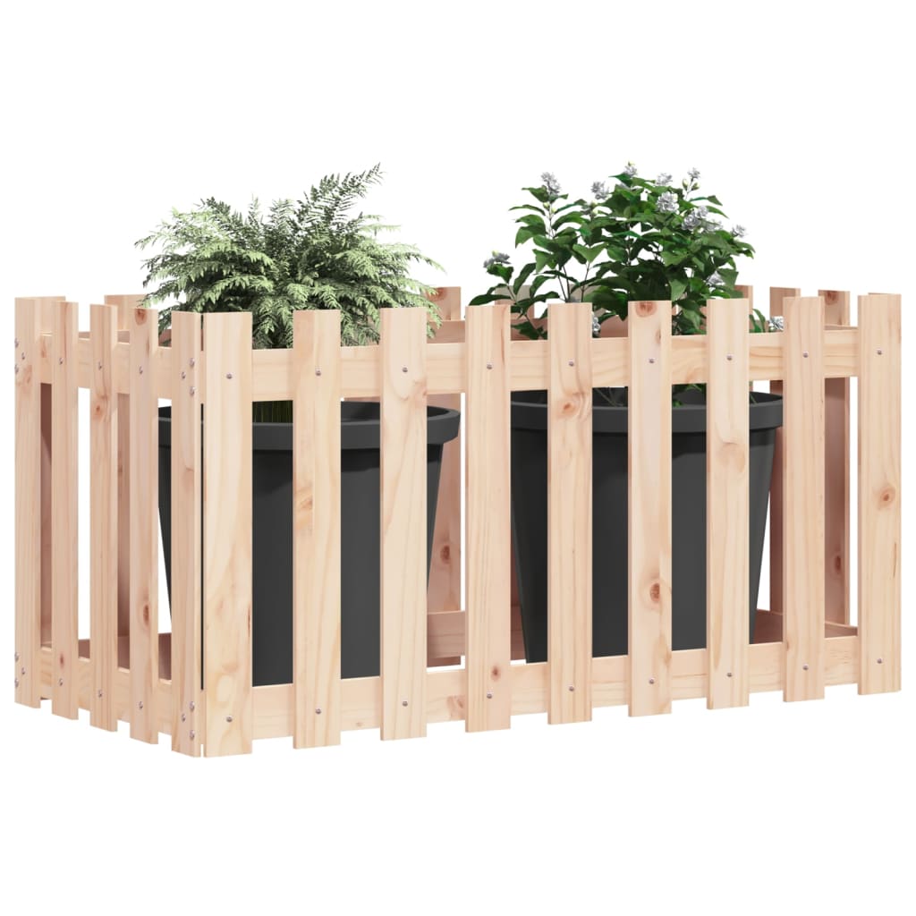 Arriate Elevado Jardín Con Valla Madera Maciza Pino 100x50x50cm_2