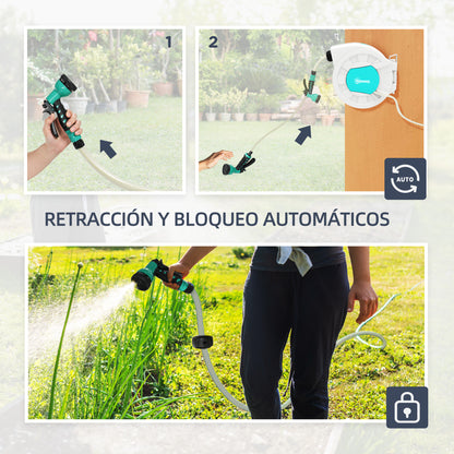 Outsunny Enrollador De Manguera Para Jardín De Pared 25+2 M Gris Claro_5