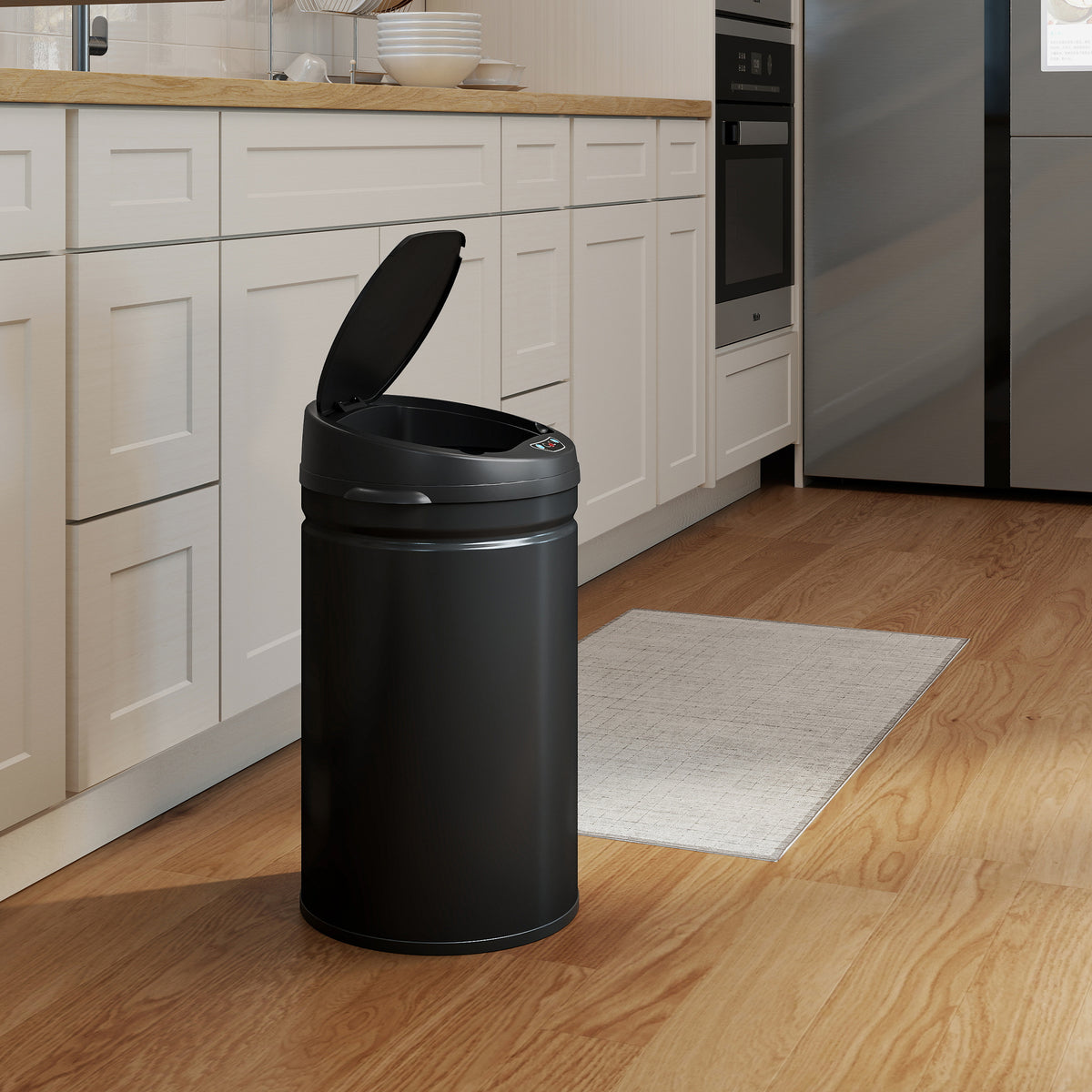 Balde De Lixo Homcom Aço Inoxidável E Abs Preto 32x30,5x51 Cm 851-048v01bk_3