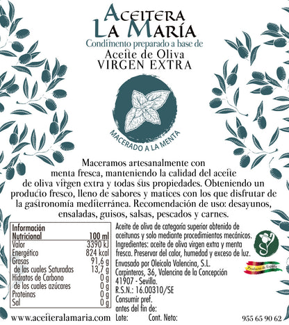 Aceite De Oliva Virgen Extra Macerado A La Menta 25 Cl Cristal_1