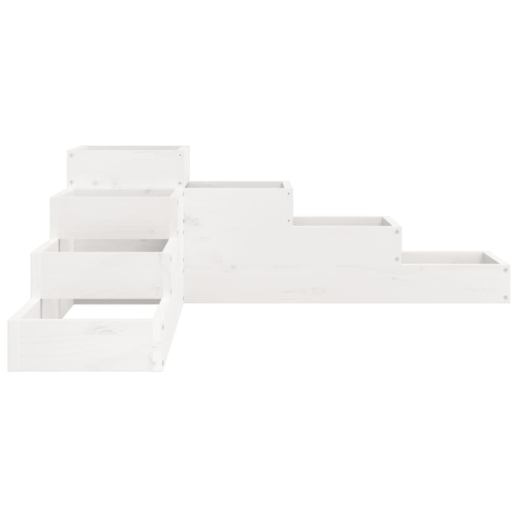 Jardinera 4 Niveles Madera Maciza Pino Blanca 106x104,5x36 Cm_4