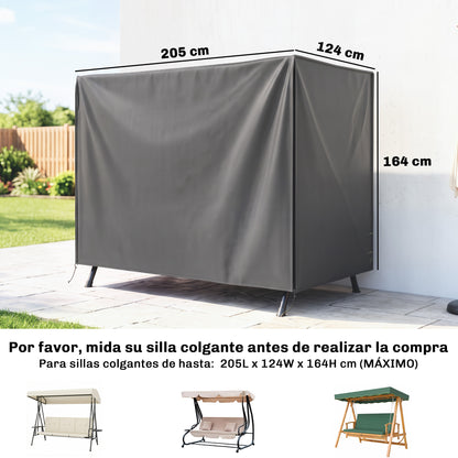 Outsunny Funda Balancín Jardín Con 2 Cremalleras 205x124x164 Cm Gris Oscuro_2