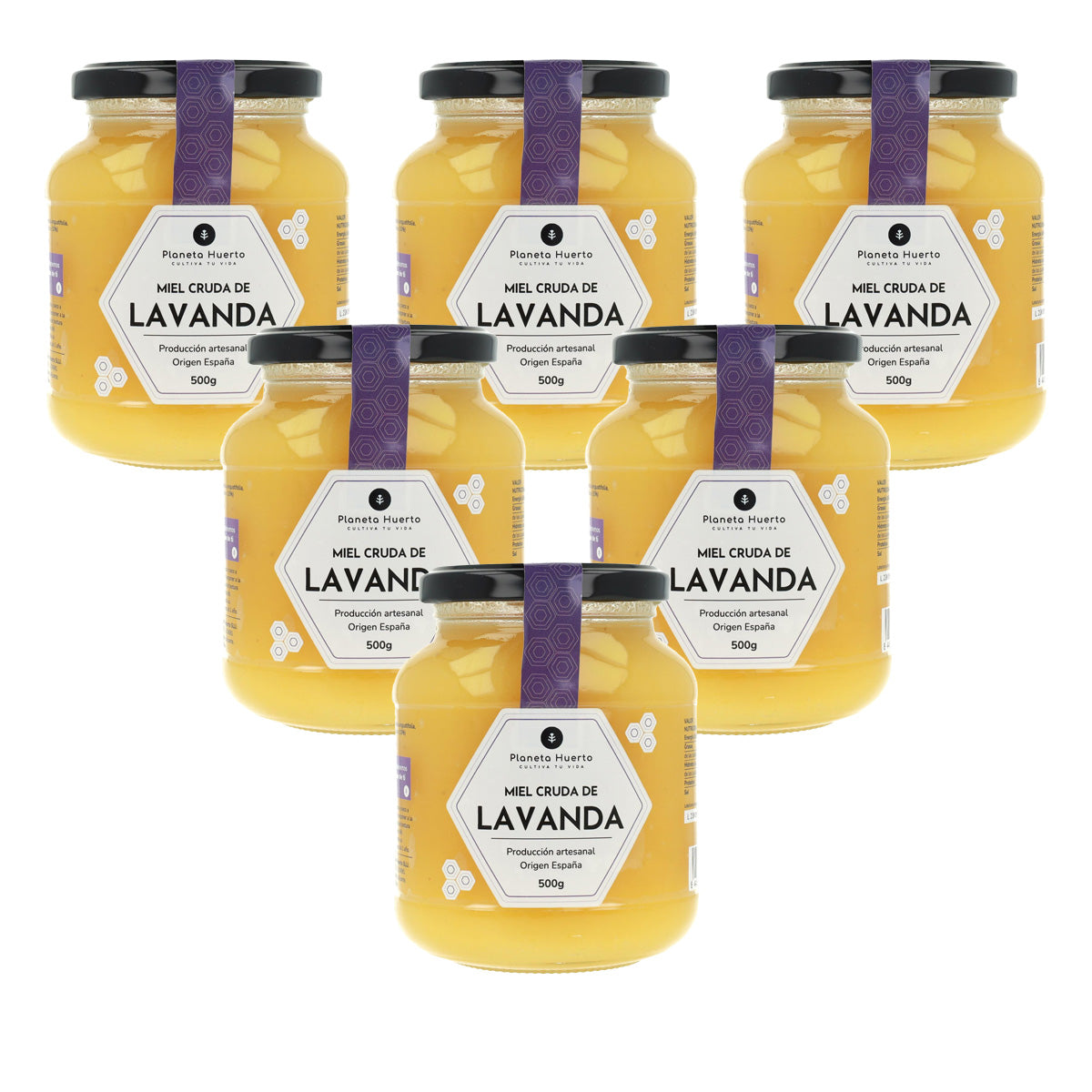 Pack 6x Miel Cruda de Lavanda Planeta Huerto 500 g