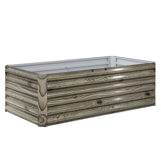 Outsunny Jardinera Exterior Grande De Acero Galvanizado Con Base Abierta Natural_0