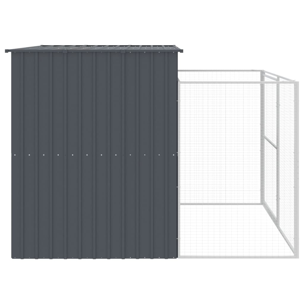 Caseta Perros Con Corral Acero Galvanizado Gris 214x253x181 Cm_3