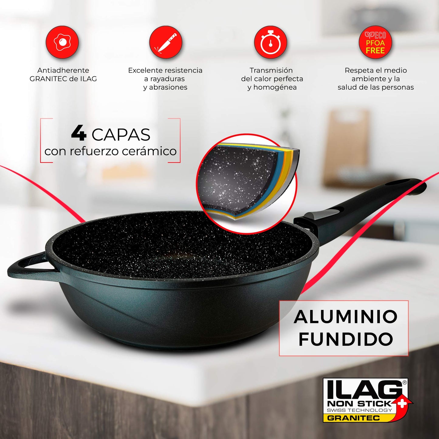 Briebe Set 2 Sartenes Inducción Antiadherentes, Mango Extraíble, Hondas, 24/ 28 Cm Sin Pfoa, Tapas, Mgk19s, Negro_2
