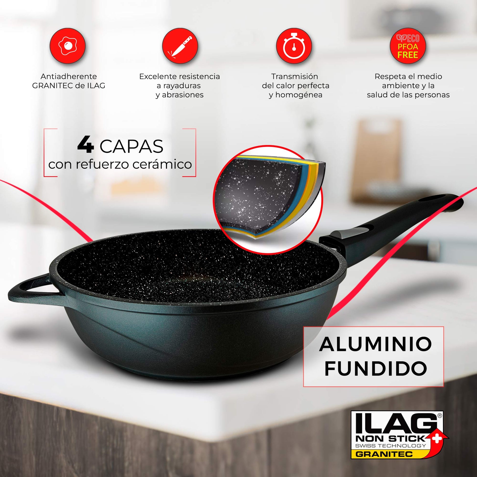 Briebe Set 2 Sartenes Inducción Antiadherentes, Mango Extraíble, Hondas, 24/ 28 Cm Sin Pfoa, Tapas, Mgk19s, Negro_2