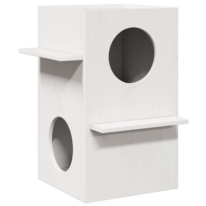 Casa Para Gatos Madera Maciza Pino Blanca 43x43x60 Cm_1