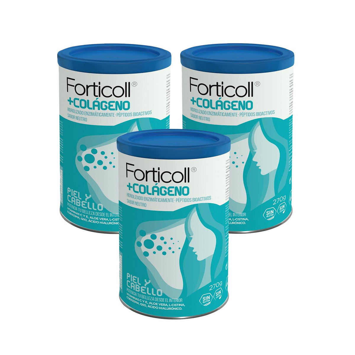 Pack 3 uds Colágeno Forticoll Piel y Cabello 270 g
