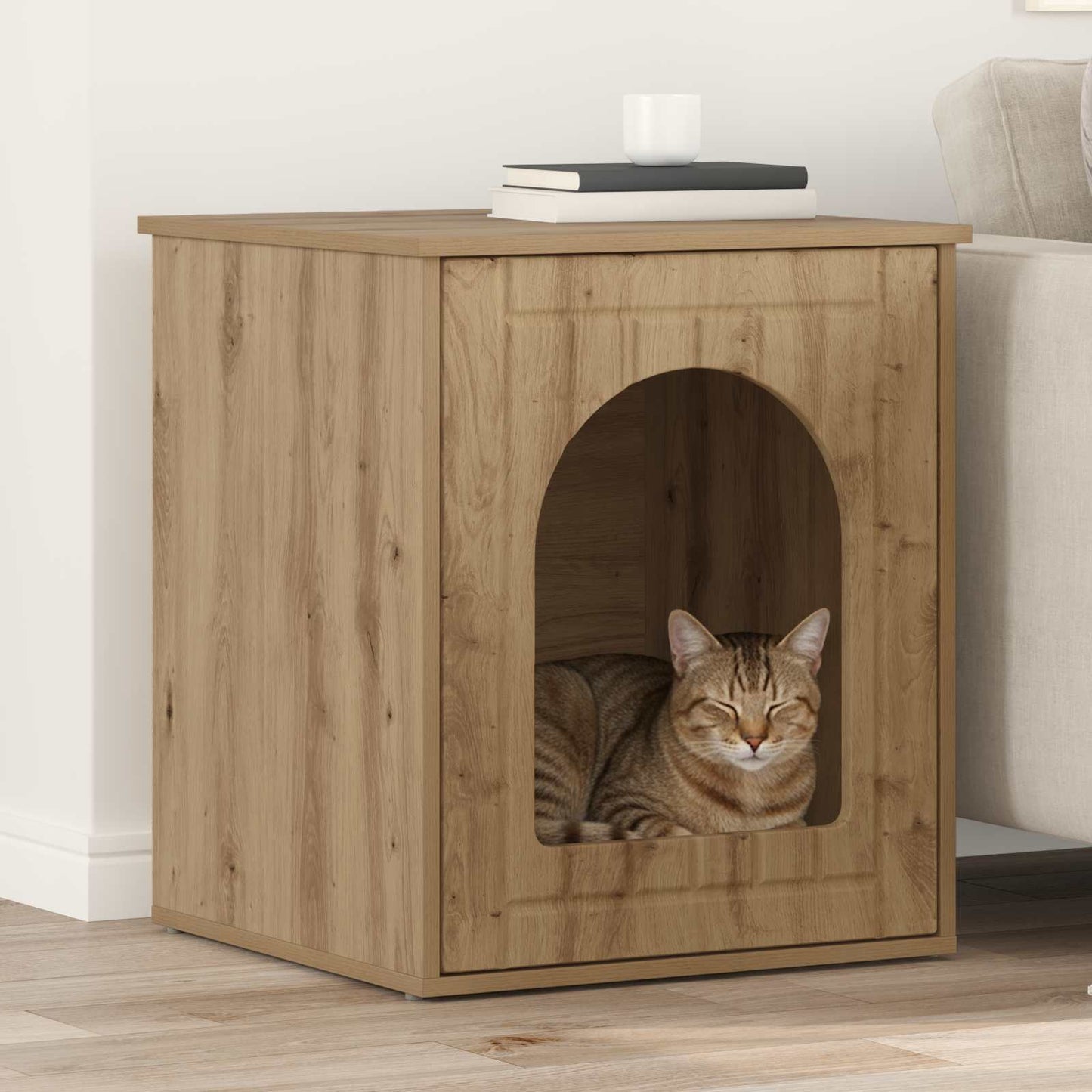 Casa Para Gatos Roble Artesanal 53 X 52 X 62 Cm_1