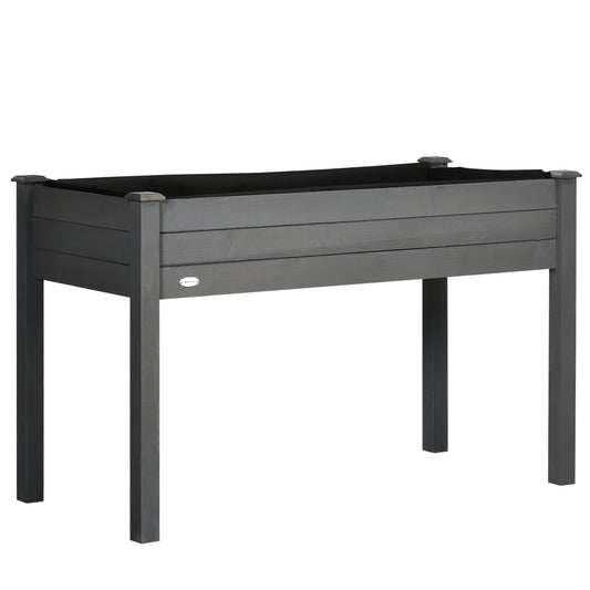 Outsunny Huerto Urbano Elevado De Madera 122,5x56,5x76 Cm Para Cultivos Gris_0