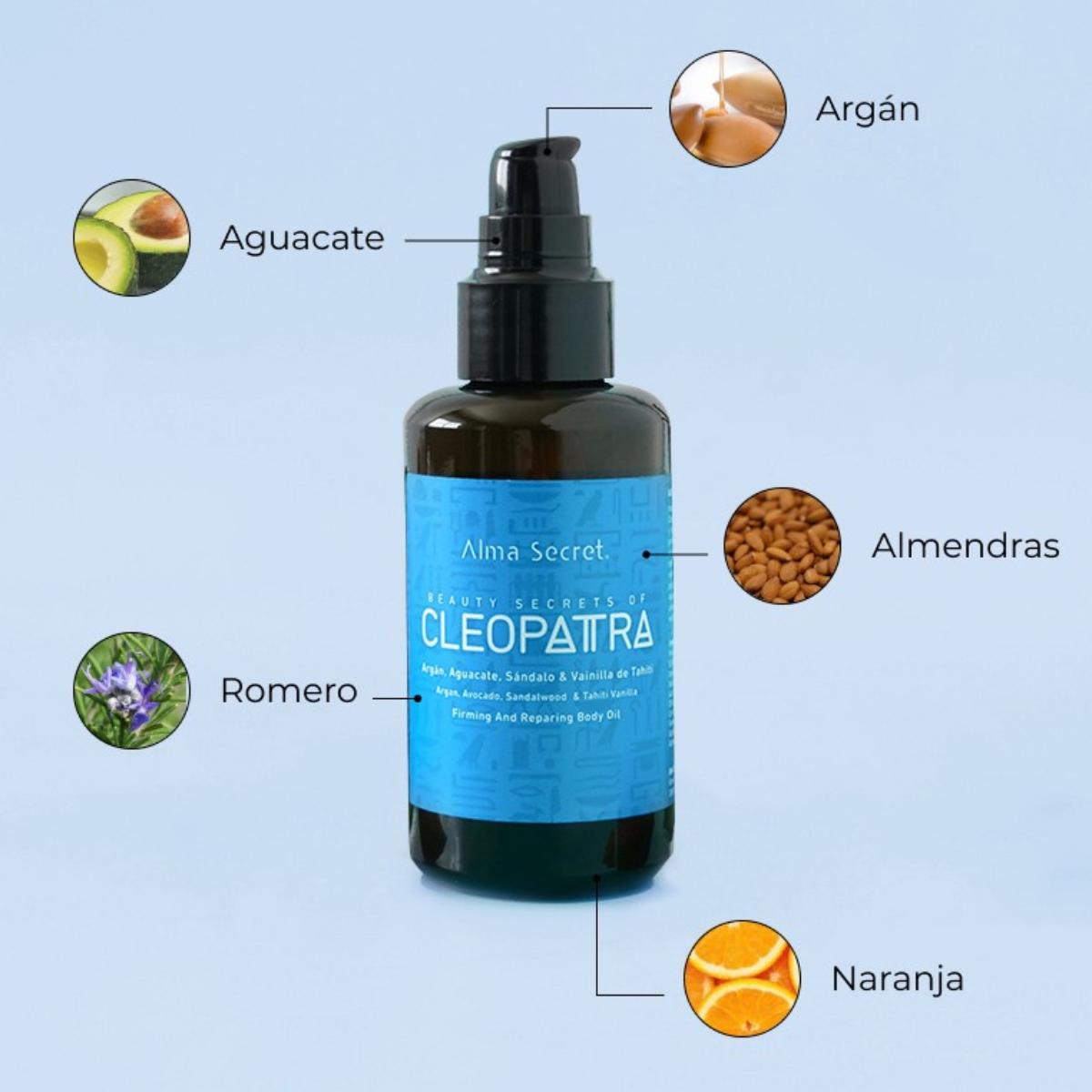 Aceite reafirmante y rejuvenecedor sándalo y vainilla Cleopatra Alma Secret 100 ml