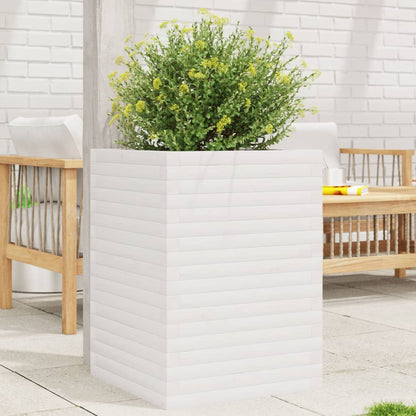 Jardinera Madera Maciza De Pino Blanco 50x50x68,5 Cm_2