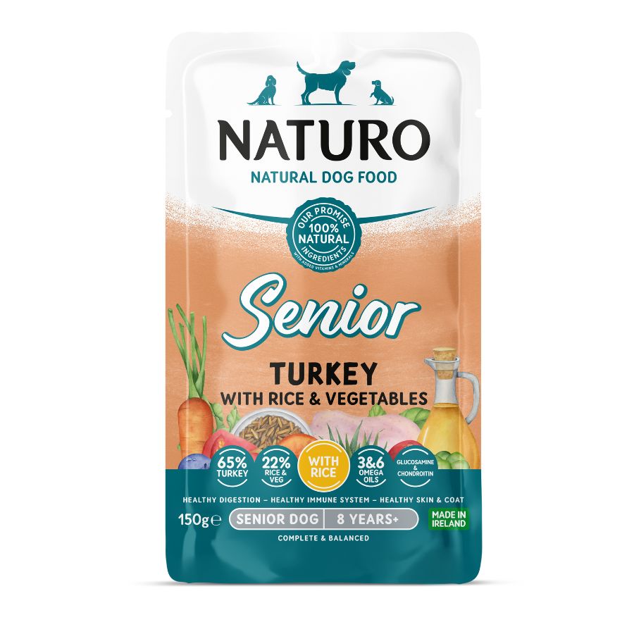 Naturo Comida Humeda Perro Senior Naturo Razas Mini De Pavo Y Arrroz 150g X 8 Sobres_0