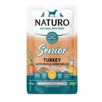 Naturo Comida Humeda Perro Senior Naturo Razas Mini De Pavo Y Arrroz 150g X 8 Sobres_0