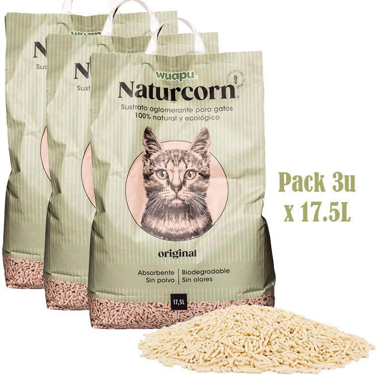 Sustrato Absorbente Wuapu Naturcorn Original En Pelet Biodegradable Para Gato 1 U 17'5l_3