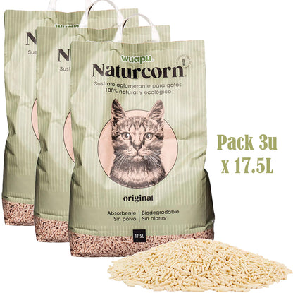 Sustrato Absorbente Wuapu Naturcorn Original En Pelet Biodegradable Para Gato 1 U 17'5l_3