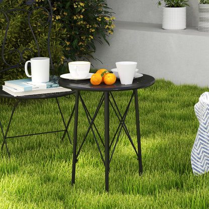 Outsunny Mesa De Jardín Redonda Ø40x50 Cm Para Interior Y Exterior Negro_4
