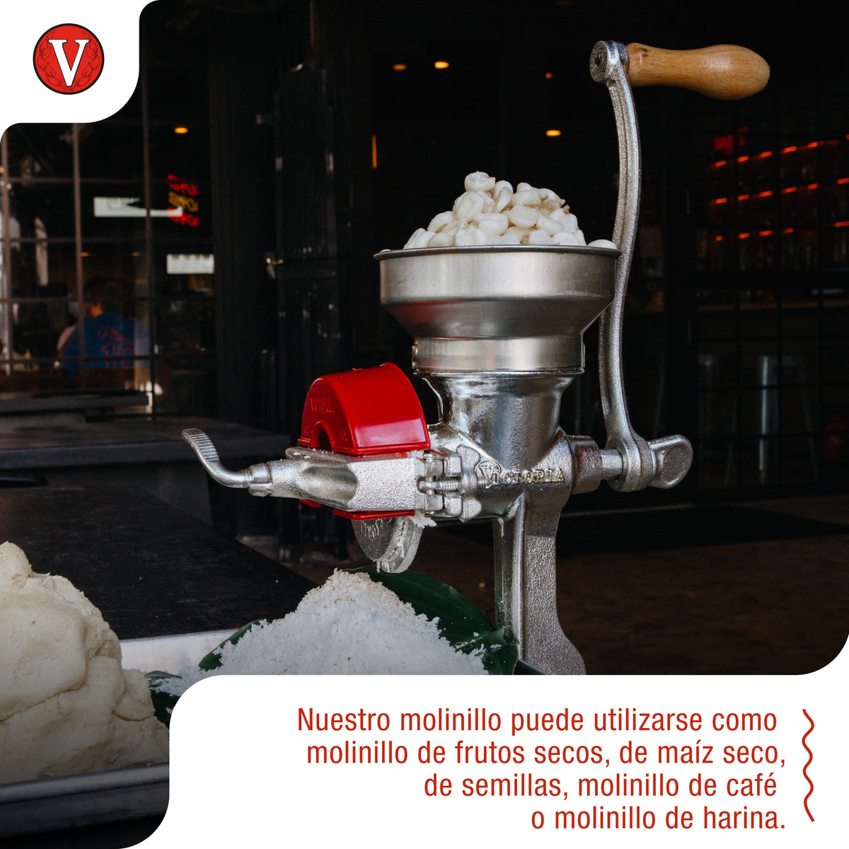 Victoria Molino Cereales Manual Hierro Fundido Para Moler Café, Maíz, Semillas, Grosor Ajustable, 30018, Cromado_4