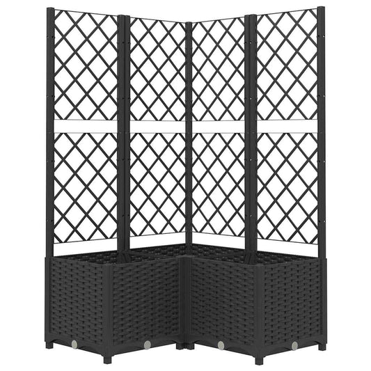 Jardinera Con Enrejado Pp Negro 80x80x136 Cm_0