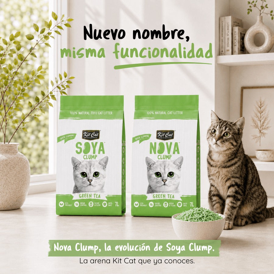 Pack 6 Kit Cat Arena Eco Nova Clump - Green Tea 7 L Arena para gatos - Fresco y Herbal