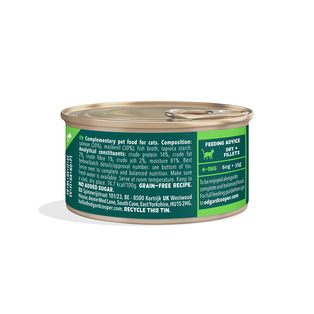 Filetes de salmón y caballa para gatos Edgard & Cooper 70 g